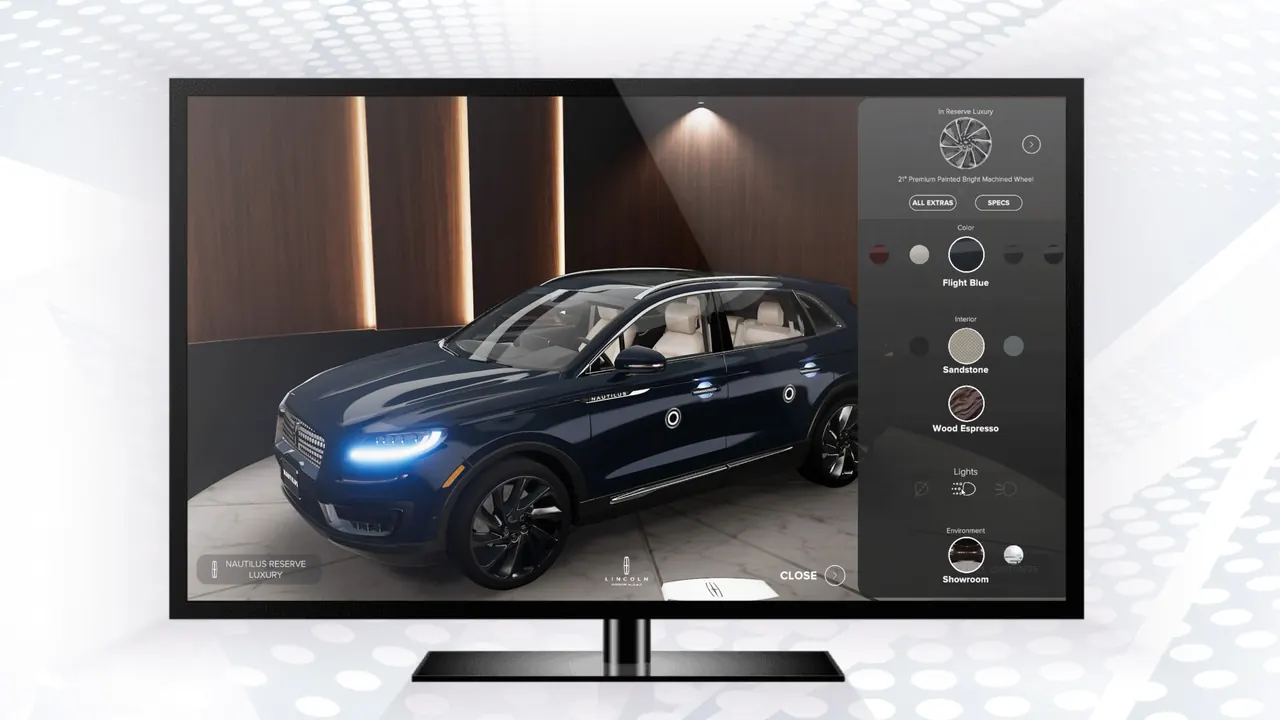 Lincoln: a touchscreen configurator with the colour and trim selector on the right