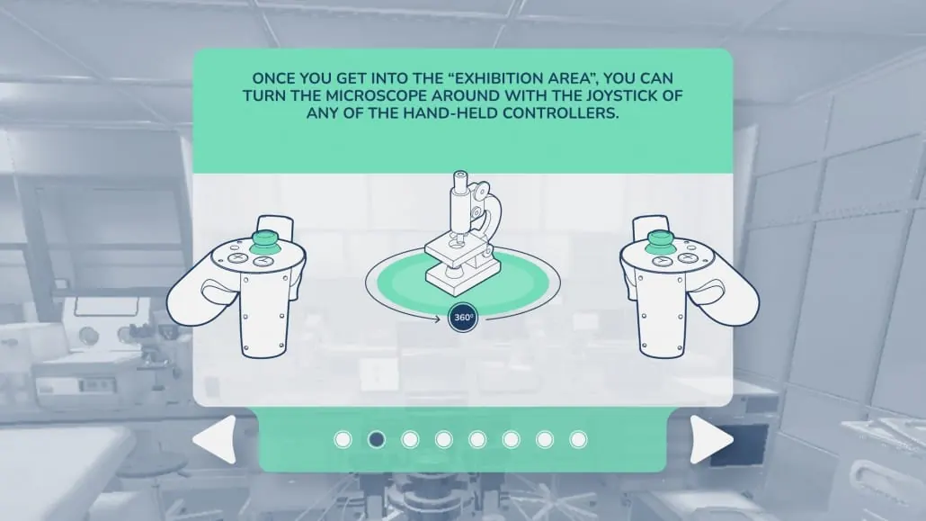Guide: the microscope can be turned with the controllers’ joysticks