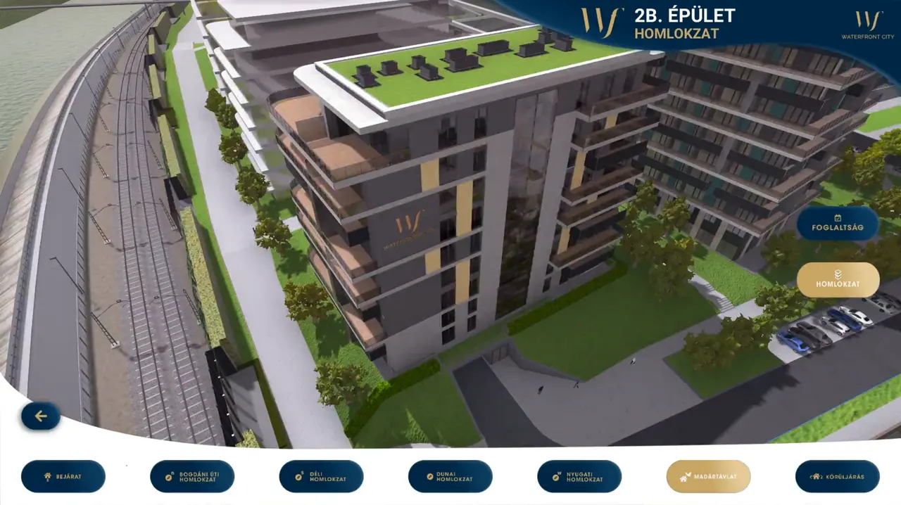 Building 2B and the green-roofed blocks from above, next to the railway