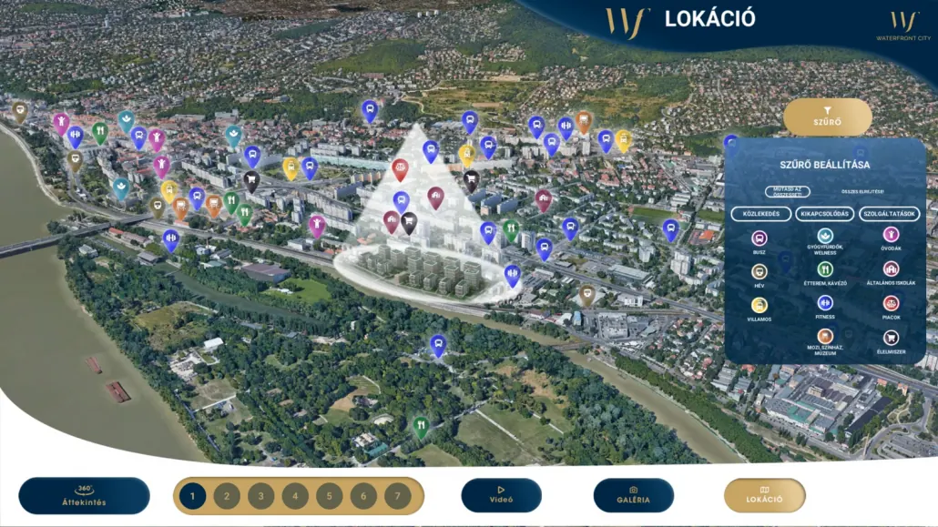 The location map with the neighbourhood’s points and the filter panel