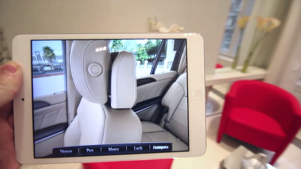 Mercedes GL500 panoráma Augmented Reality app